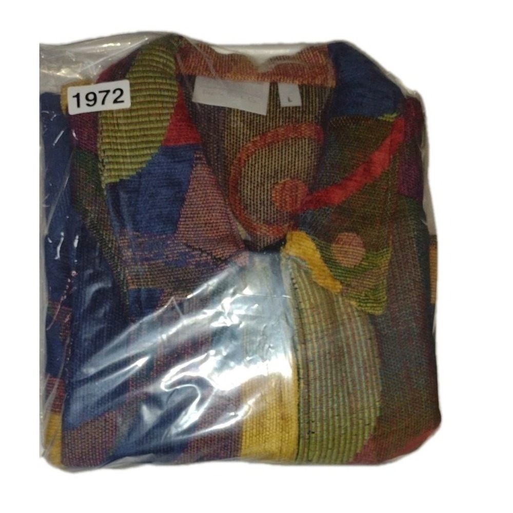Heirloom Laguna Beach Co. Knitted Multi Color Mosaic Tapestry Jacket Women's LG - Picture 4 of 7